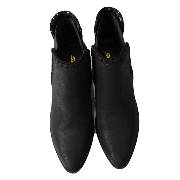 Size 6 Black Braided Chelsea Low Heel Ankle Boot - Picture 6 of 8